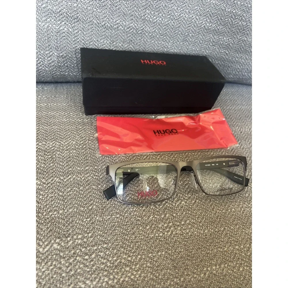 New Hugo Boss HG0293 Rectangle Matte Brown Gray Eyeglasses Authentic New Case